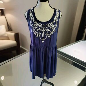 INA Dress Size S Fit & Flare Navy Blue Floral Sleeveless Lined